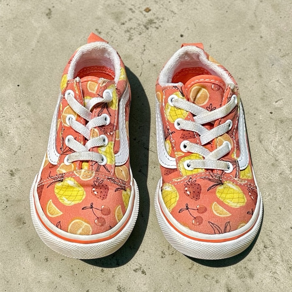 Vans Toddler Kids Old Skool Fruity Coral Print Canvas Sneakers